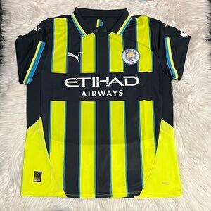 Puma Kids Black and Neon Yellow Soccer Jersey